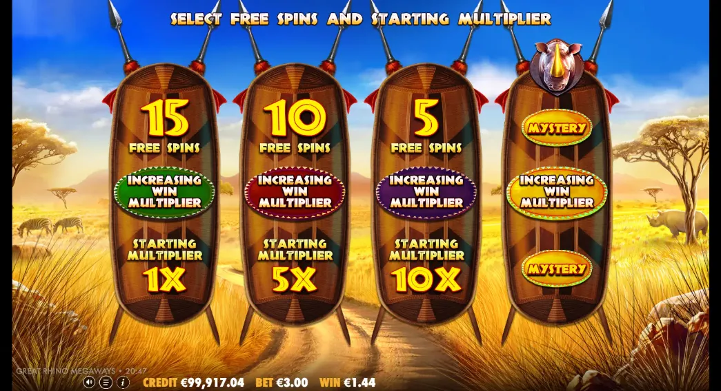 Great Rhino Megaways Free Spins